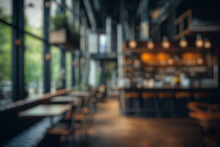 Abstract Blur And Defocused Coffee Shop Cafe And Restaurant Interior For Background
