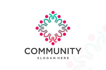 Wall Mural - community teamwork logo icon design vector.abstract people logo.