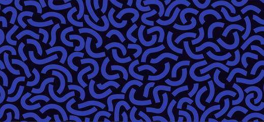 Sticker - Monochrome doodle pattern. Funny monochrome pattern. Curved blue lines