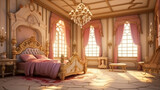 Princess bedroom in royal house. Luxury princess bedroom interior in victorian style. generative ai
