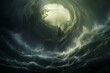 A powerful natural phenomenon: a tornado in the middle of an ocean swirling winds and waves. Generative AI