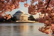 Springtime view of Jefferson Memorial. Generative AI