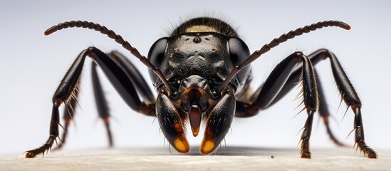 Wall Mural - Macro photograph of a black winged ant in its natural habitat