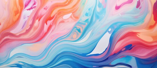 Poster - Abstract marble pattern in vivid swirling multicolored watercolors