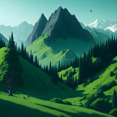 Wall Mural - Beautiful mountains with lots of green
