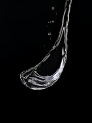 Abstract shape water drop on black background close up AI