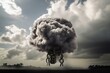 an ominous cloud marked ai - representing the risks of artificial intelligence. Generative AI