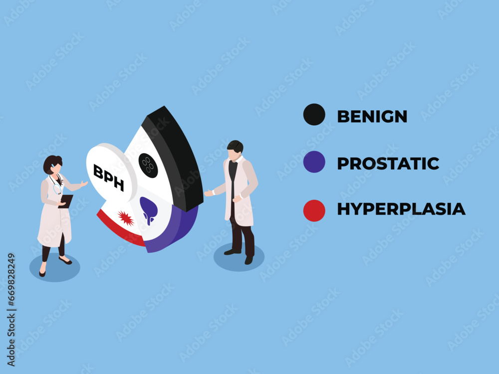 BPH - Benign Prostatic Hyperplasia acronym isometric 3d vector concept ...