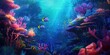 Dreamy Underwater World: An ethereal representation of a surreal underwater world, featuring vibrant marine life, coral formations, and gentle currents in a vivid and enchanting color palette