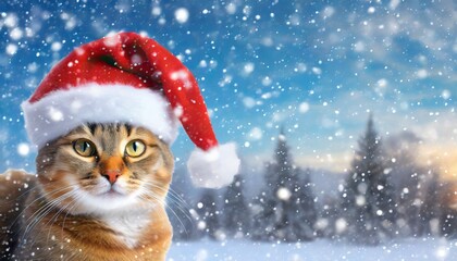 Canvas Print - Christmas cat in the snow