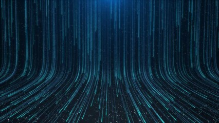 4K 3D Digital particle wave lights Animation. data cyber technology background concept. line wave line tech, innovation future Ai big data, internet network, wifi social network business connection.