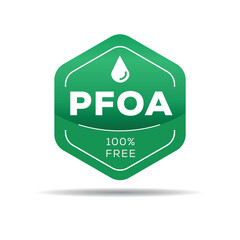 Wall Mural - PFOA free (Perfluorooctanoic acid) label sign, vector illustration.