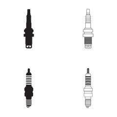 Canvas Print - spark plug icon set vector