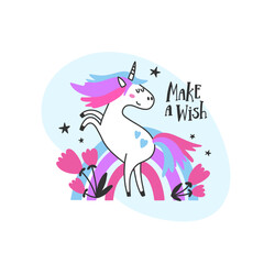 Wall Mural - Cute colorful unicorn cartoon design