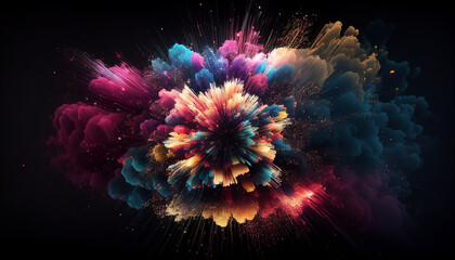 Wall Mural - Multicolored abstract fireworks background