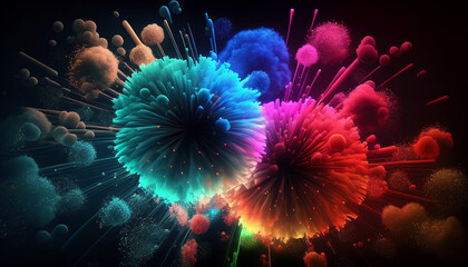 Wall Mural - Multicolored abstract fireworks background