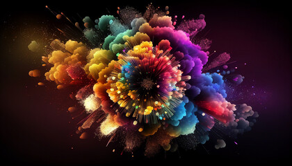 Wall Mural - Multicolored abstract fireworks background