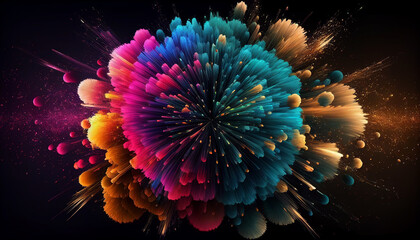 Wall Mural - Multicolored abstract fireworks background