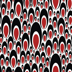 Wall Mural - Red and black abstract oval shapes seamless pattern