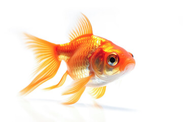 Wall Mural - Image of goldfish isolated on white background. Fish., Animal. Pet.