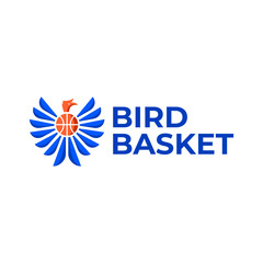 BIRD BASKET BALL MASCOT BORNEO SPORT LOGO VECTOR ICON ILLUSTRATION