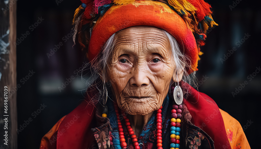 Chinese old woman in traditional costume Stock Photo | Adobe Stock