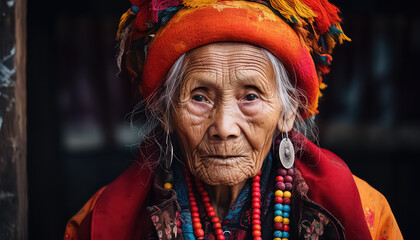 Chinese old woman in traditional costume