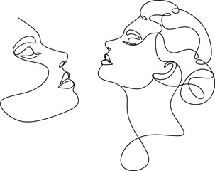 Abstract woman face line drawing. Line art Print. Cosmetics logo. Fashion sketch
