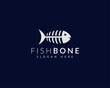 Fish bone logo design template. Fish skeleton vector icon. Seafood sign.