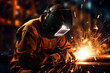 © msroster - Welder is welding metal, industry them bokeh and sparkle background