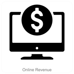 Online Revenue and digital money icon concept