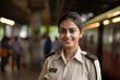 Young indian female railway police officer
