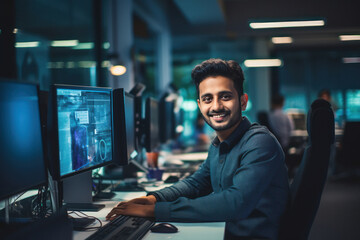 Young indian male programmer or software developer