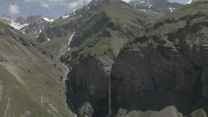 Poster - Aerial footage of Batoni Waterfall Arena on a sunny day in Mels, Canton of St. Gallen, Switzerland