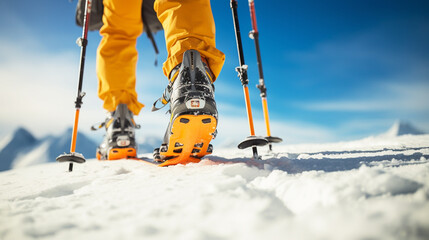 Mountaineer backcountry ski walking