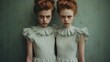 Two girls in identical dresses