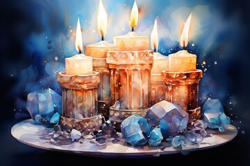 Wall Mural - christmas candles on the table