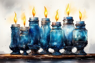 Sticker - burning candle in a glass jar