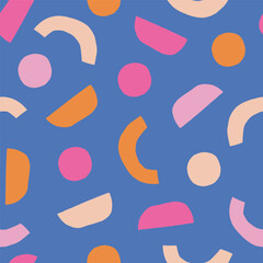 Wall Mural - Simple and fun cut out shapes pattern. Vector abstract seamless texture with colourful geometric figures. Playful background