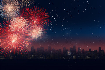 Fireworks Celebration on Dark Background with Copy Space