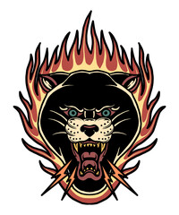 Sticker - burning panther tattoo design