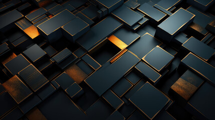 Wall Mural - Black and Gold Geometric Abstract Background