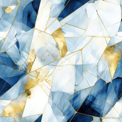 Abstract cracked gold and blue texture background, ai design