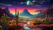 beautiful red desert landscape with cacti