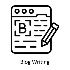 Wall Mural - blog writing vector outline design illustration. symbol on white background eps 10 file