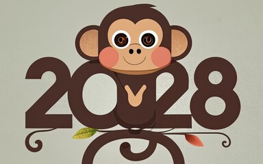 2028 Monkey year theme with Generative AI.