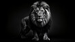 The grayscale shot of the lion