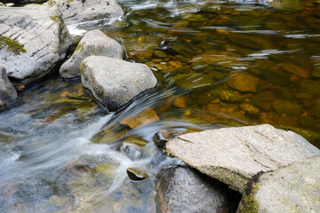 Water flowing over rocks in a river