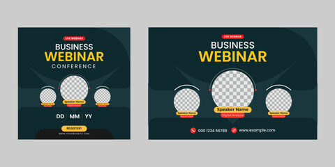 Wall Mural - 
corporate business webinar invitation live conference instagram  post layout design, editable technology business marketing promotion social media web banner template  