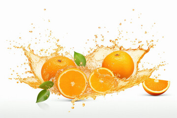 Wall Mural - Fresh orange fruit with a Splash of Water